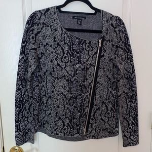 Kenneth Cole Snakeskin Knit Moto Jacket